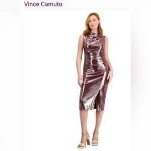 Vince Camuto Shimmering Metallic Midi Dress